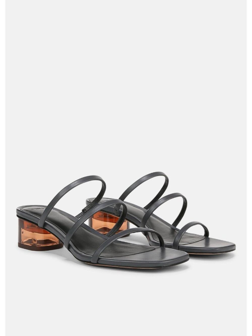 New Vince Palm Springs Leather Heeled Sandal In Iris Slate Sz 7.5